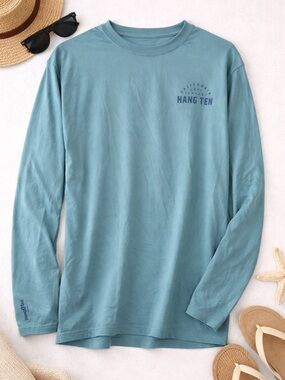 Hang Ten UPF 50+ Long Sleeve Sun Shirt Teal Performance Fishing Beach Men’s L